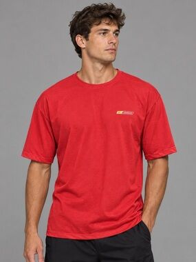 Reebok Red Short-Sleeve Crewneck Tee with Small Chest Logo